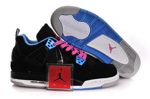 Air Jordan 4 IV Shoes 2013 Womens Black Blue Pink