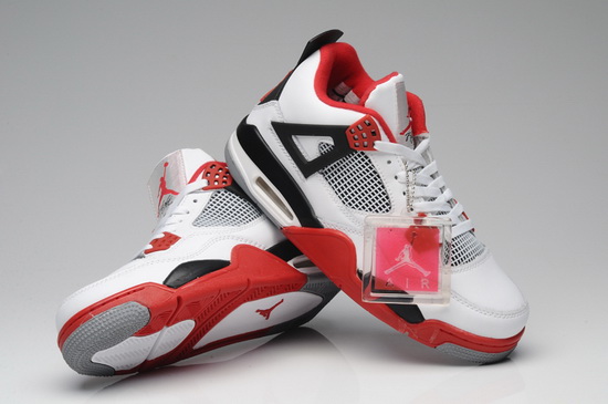 Air Jordan 4 Men Shoes White Red Black