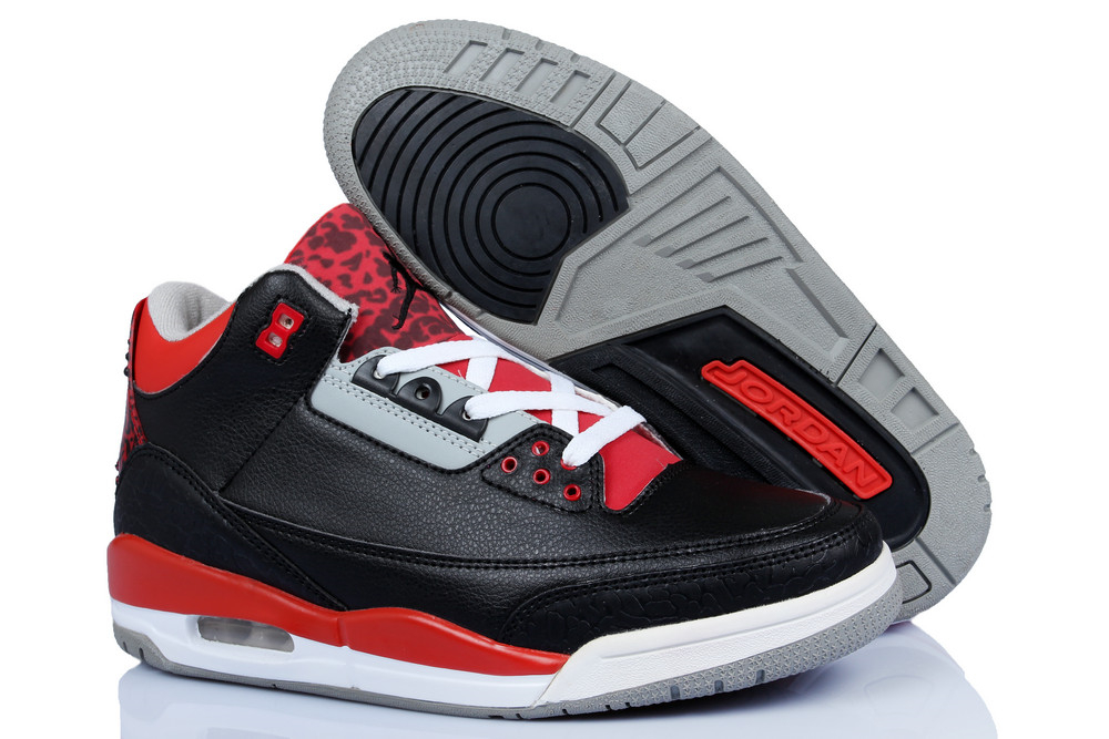 Air Jordan 3 Men Shoes Black Red