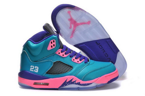 Air Jordan 5 Shoes 2013 Womens Grade AAA Cyan Purple Pink