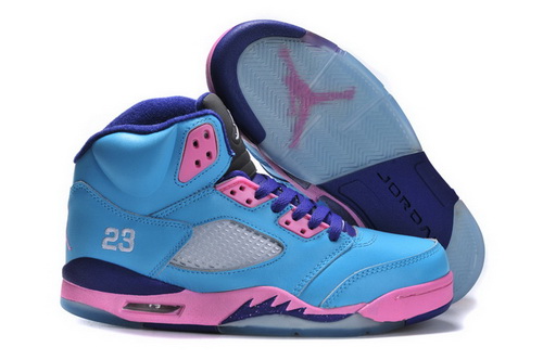 Air Jordan 5 Shoes 2013 Womens Grade AAA Light Blue Purple Pink