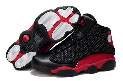 Air Jordan 13 Shoes 2013 Mens Grade AAA Grain Leather Black Red