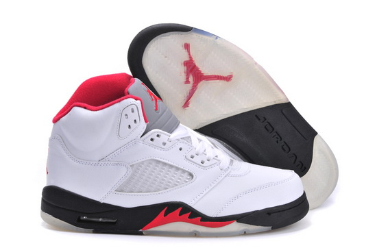 Air Jordan 5 Men Shoes White Red Gray