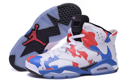 Air Jordan 6 Shoes 2015 Womens Camouflage White Blue Red