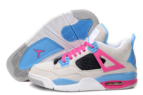 Air Jordan 4 Shoes 2013 Womens Anti Fur White Blue Pink