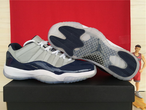 Air Jordan 11 Shoes 2015 Mens Low Bred Georgetown Grey Navy