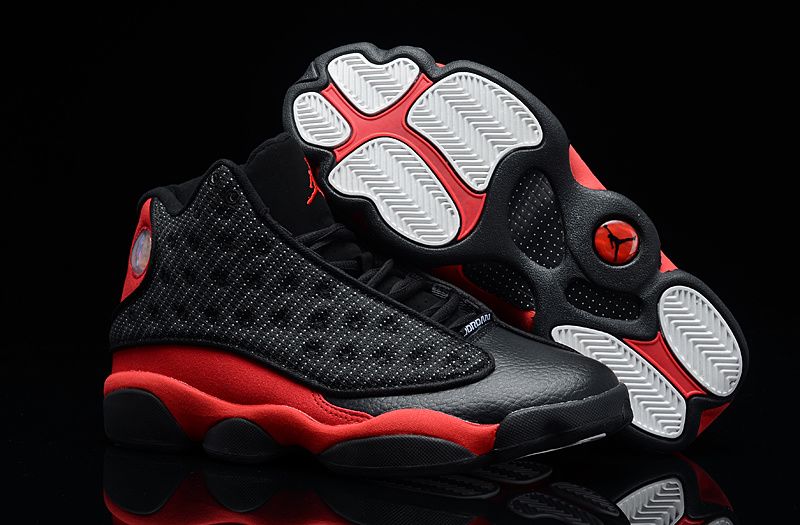 Girls Air Jordan 13 Retro GS Black and Red Men Shoes