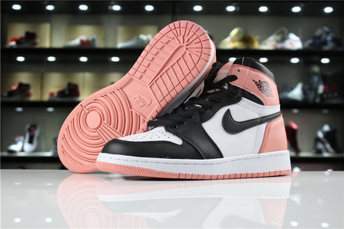 Women Air Jordan 1 Retro High OG BG Black Pink Shoes