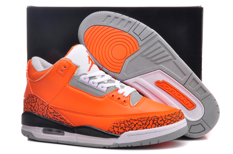 Air Jordan 3 Men Burst Shoes Orange Gray