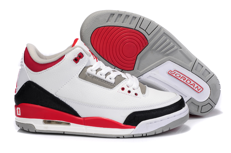 Air Jordan 3 Men Burst Shoes White Black Red