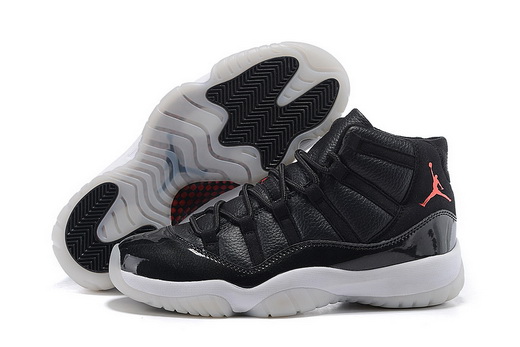 Air Jordan 11 Retro 2015 New Black Leather Red Logo Men Shoes