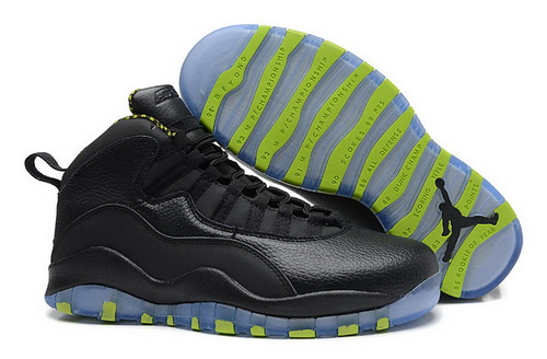 Air Jordan 10 Shoes 2014 Mens Transparent Bottom Black Green