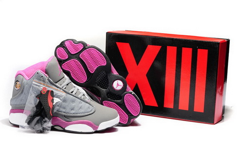 2013 New Air Jordan 13 Shoes DMP Grey Pink For Women Sale