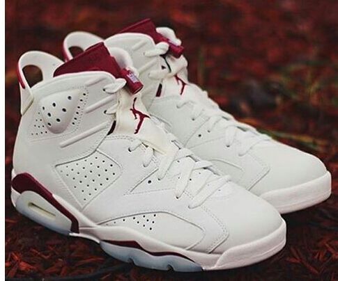 Air Jordan 6 Shoes 2014 Mens White Dark Red