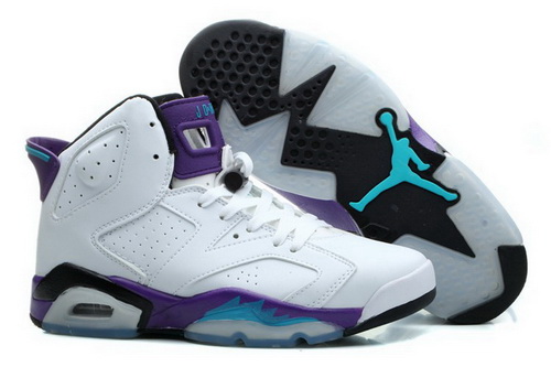 Air Jordan 6 Shoes 2014 Womens White Purple Black