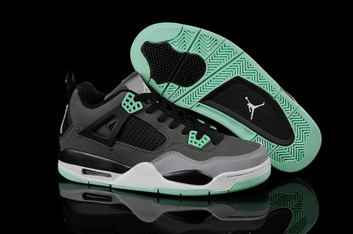 Air Jordan 4 Shoes 2013 Womens Black Grey Jade