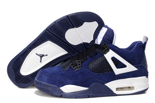 Air Jordan 4 Shoes 2013 Womens Anti Fur Navy Blue White