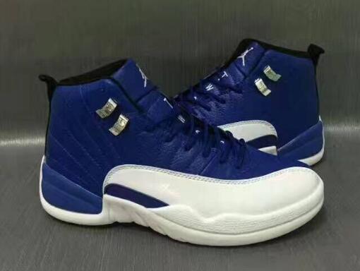 Air Jordan 12 Retro Men Shoes White Blue