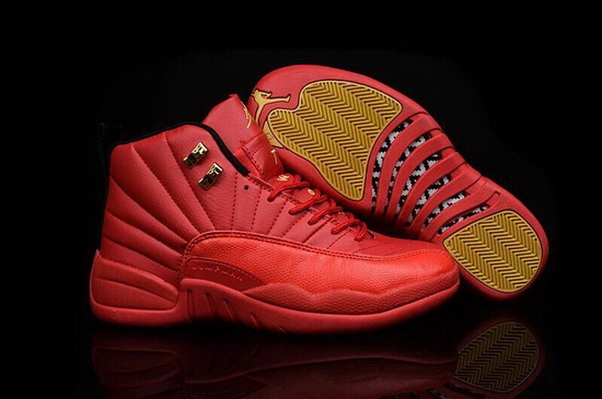 Air Jordan 12 Retro Men Shoes Red Golden