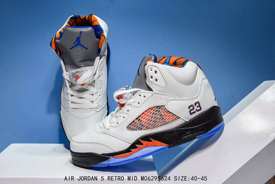 Air Jordan 5 Retro Blue Orange White Men Shoes