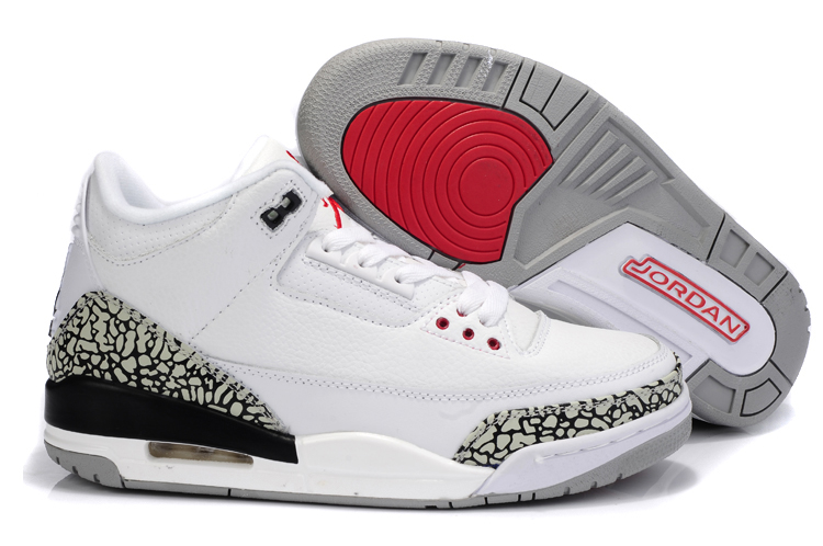 Air Jordan 3 Men Burst Shoes White Gray Red