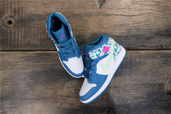 Air Jordan 1 Retro GS Mid Royal tie dye printing Women Shoes