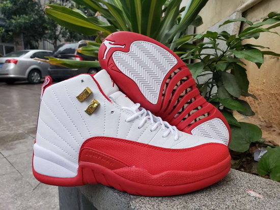 Men Air Jordan 12 Retro Men Shoes White Red