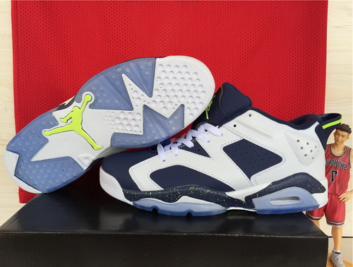 Air Jordan 6 Shoes 2015 Mens Low White Navy Blue