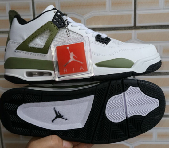 Men Air Jordan 4 Retro Men Shoes White Black Green