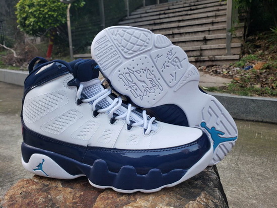 Men Air Jordan 9 OG Retro Men Shoes White Blue