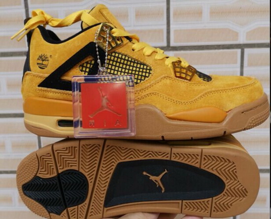 Men Air Jordan 4 Retro Men Shoes Wheat Yellow