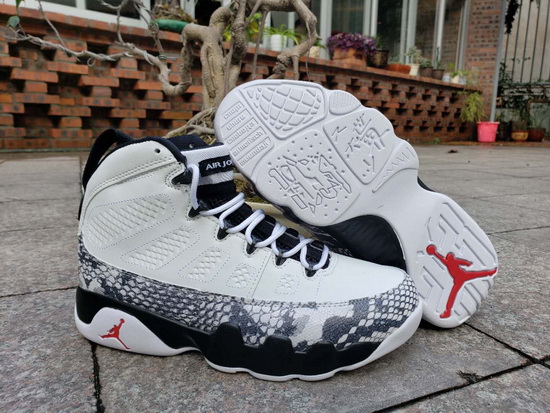 Men Air Jordan 9 GS Snake Skin Basketball Shoes White