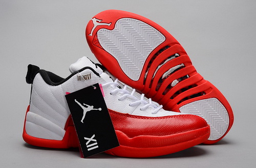 Air Jordan 12 Shoes 2014 Mens Low White Red