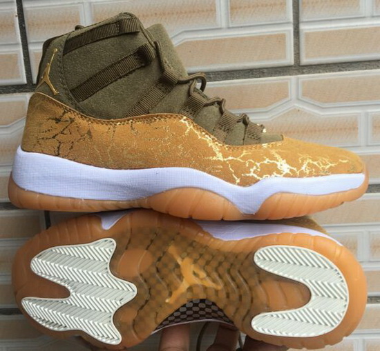 Air Jordan 11 Retro Olive Gold Men Shoes