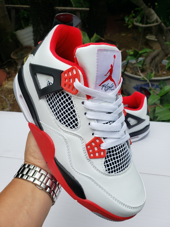 Air Jordan 4 Retro Men Shoes Classic White black red