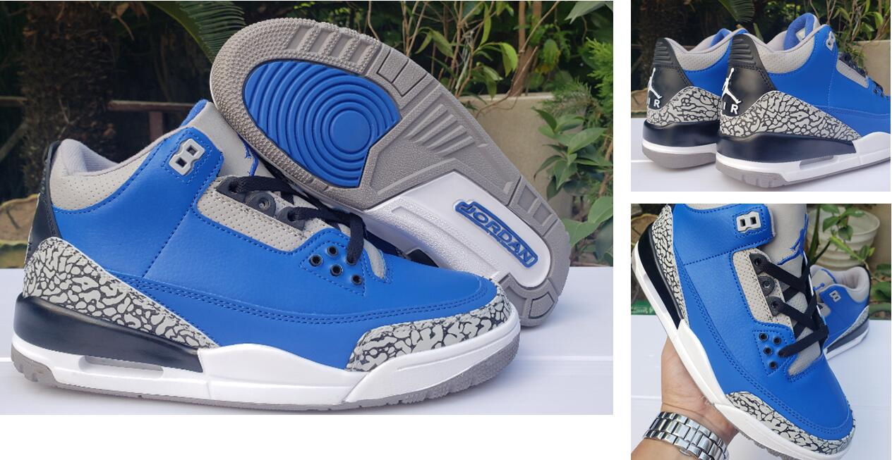 Air Jordan 3 Retro Men SHoes All Blue Black