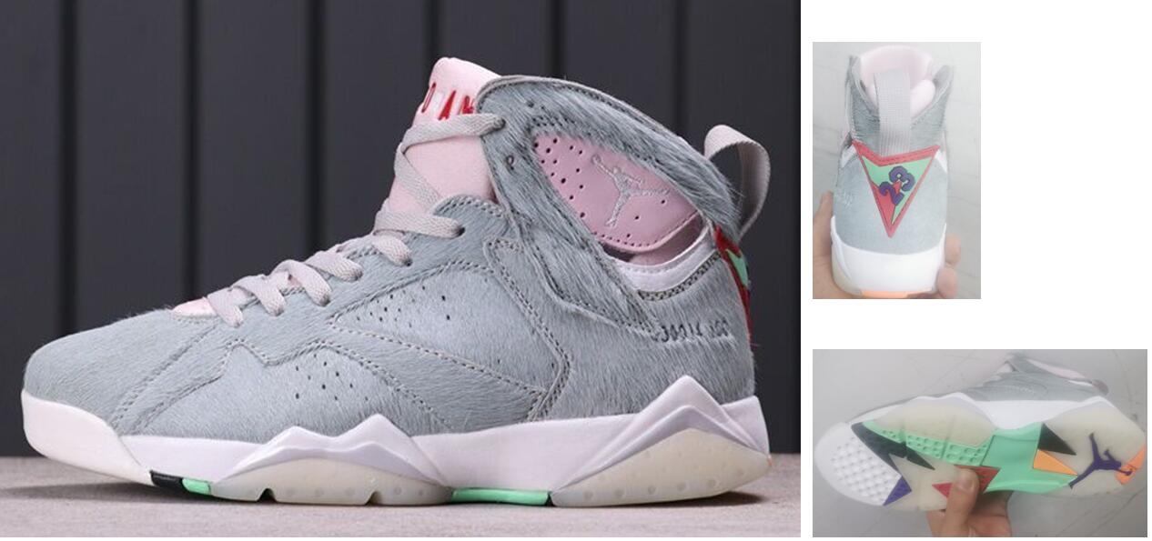 Air Jordan 7 Retro Women Shoes Gray Pink Rabbit