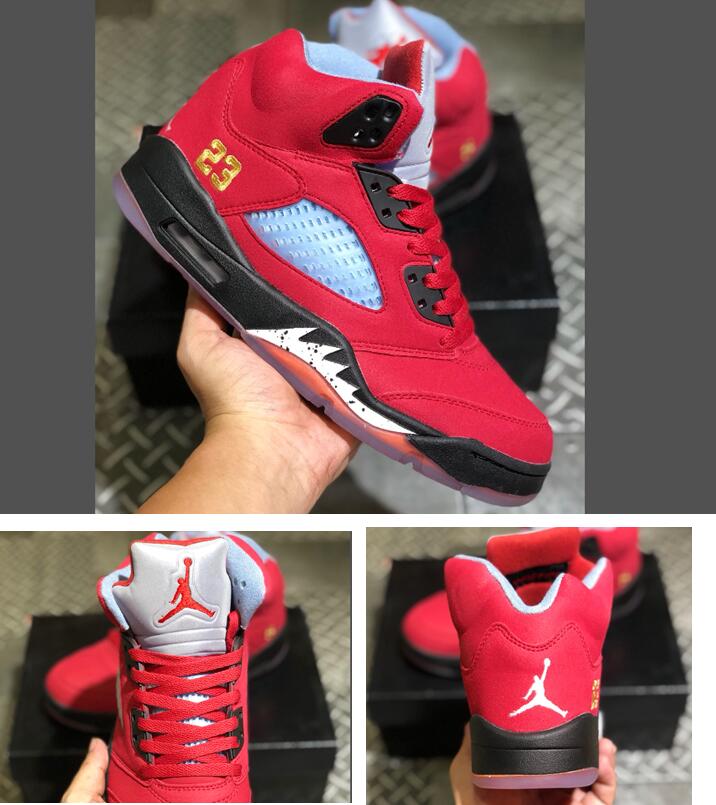 Air Jordan 5 Retro 2020 Red Gold 23 Letters Men Shoes