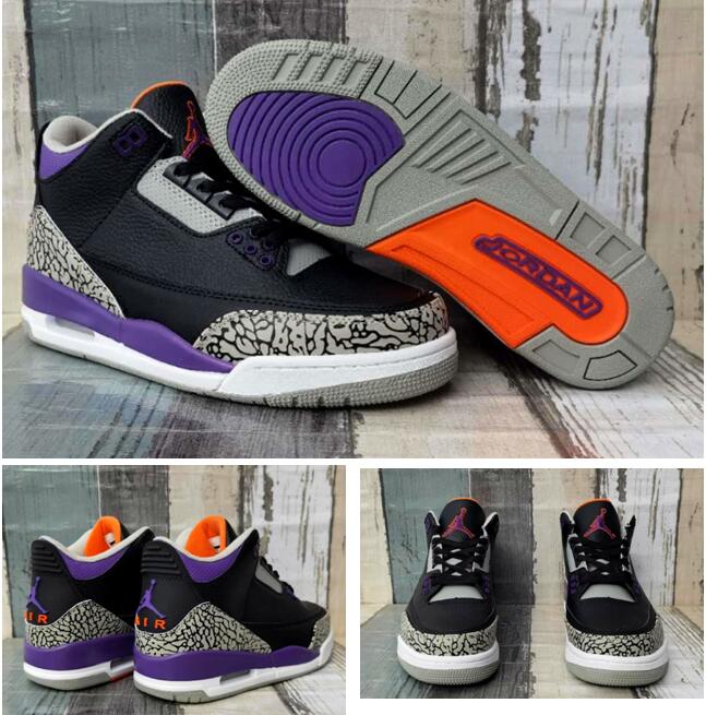 Air Jordan 3 Retro Black Purpel Men Shoes