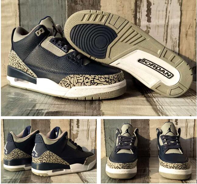 Air Jordan 3 Retro Navy Grey Men Shoes