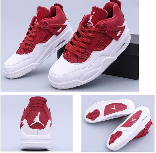 Air Jordan 4 Red White Men Basketball Shoes