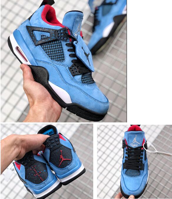 Air Jordan 4 Travis Scott X Blue Suede Men Shoes