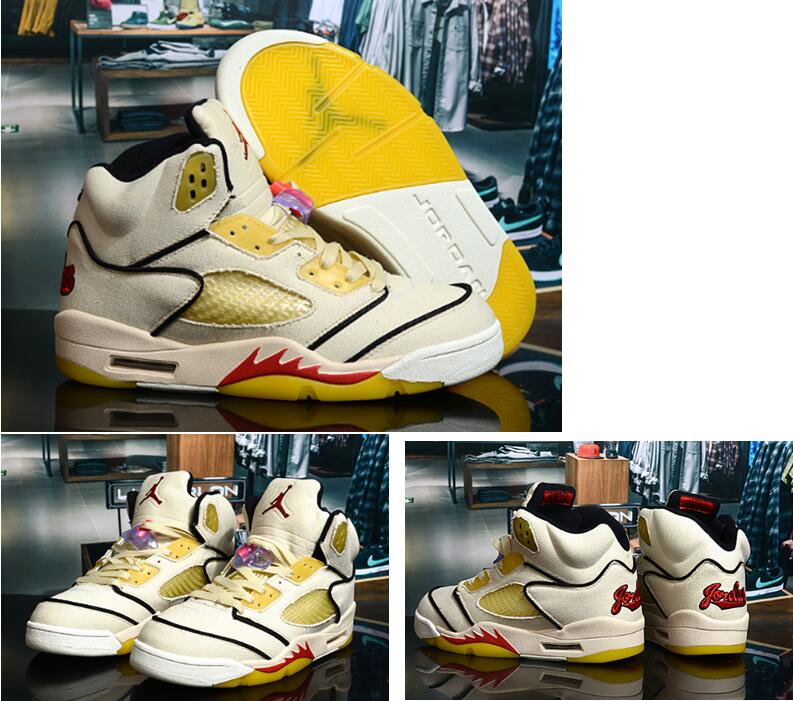 Air Jordan 5 Retro Yellow Gold Men Basketball Shoes