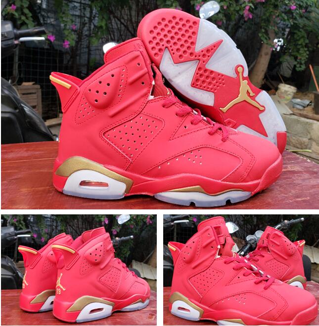 Air Jordan 6 Retro Red Gold Men 2020 Shoes