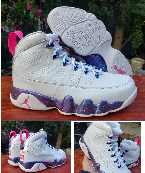 Air Jordan 9 Retro Whie Purple Galaxy Men Shoes