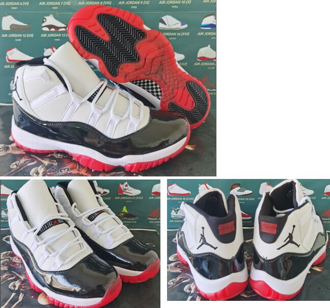 Air Jordan 11 Retro GS White Red High Cut Men Shoes