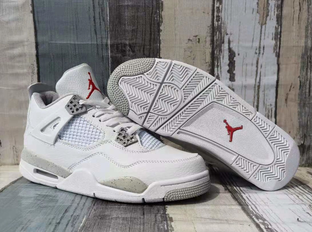 Men Jordan 4 Retro Orio White Silver Grey Shoes