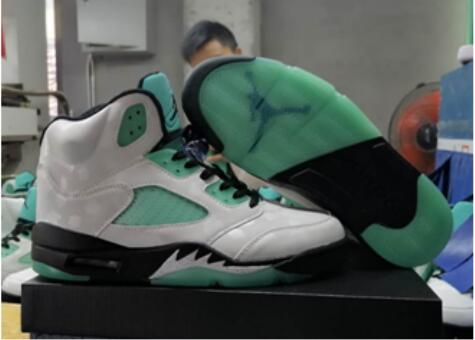 Men Jordan 5 White Black Green Shoes X5698