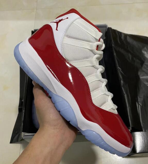 Air Jordan 11 Men White Red Shoes