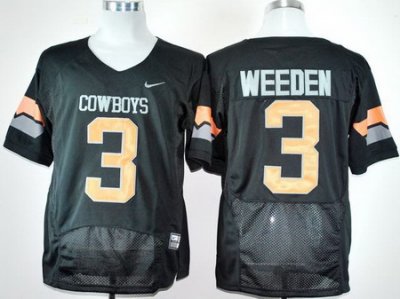 Oklahoma State Cowboys 3# Brandon Weeden Black Pro Combat NCAA Jerseys